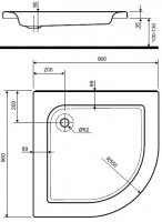 KOLO STANDARD PLUS sprchová vanička čtvrtkruhová 90x90x9 cm, akrylátová XBN1590000
